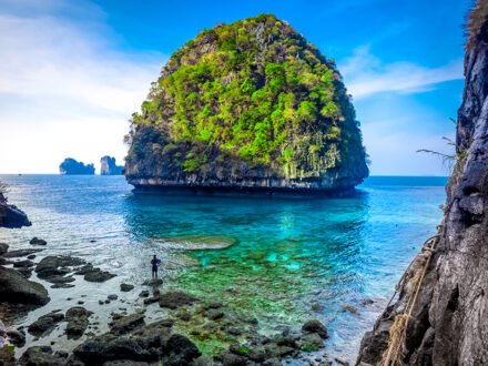 Tropical landscape in the Maya Bay, Phi Phi island, Thailand